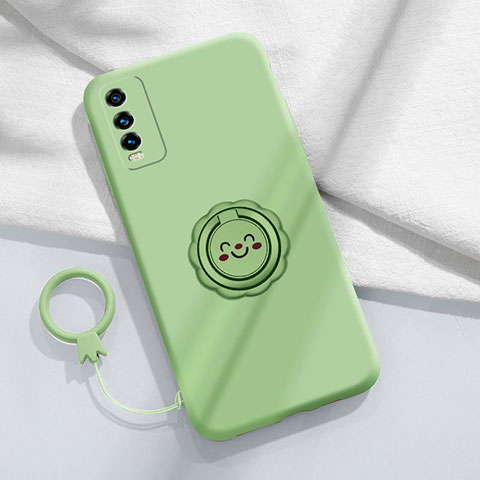 Funda Silicona Carcasa Ultrafina Goma con Magnetico Anillo de dedo Soporte S01 para Vivo iQOO U5 5G Verde