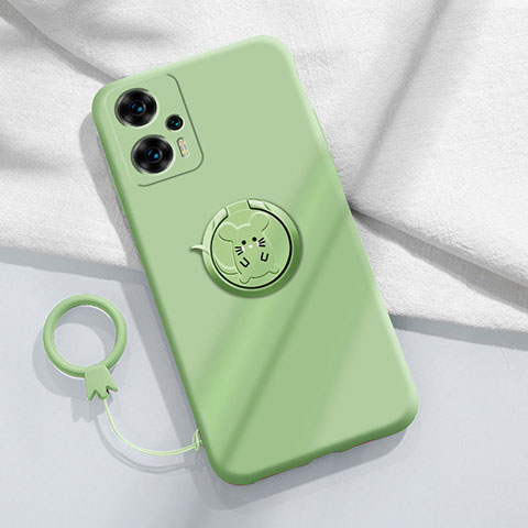 Funda Silicona Carcasa Ultrafina Goma con Magnetico Anillo de dedo Soporte S01 para Xiaomi Redmi Note 12 Turbo 5G Menta Verde