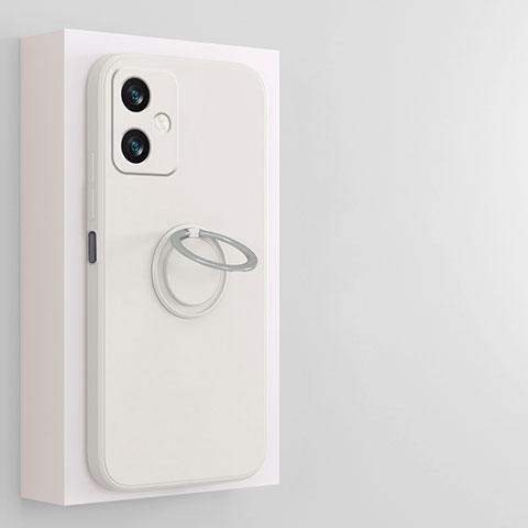 Funda Silicona Carcasa Ultrafina Goma con Magnetico Anillo de dedo Soporte S01 para Xiaomi Redmi Note 12R Pro 5G Blanco