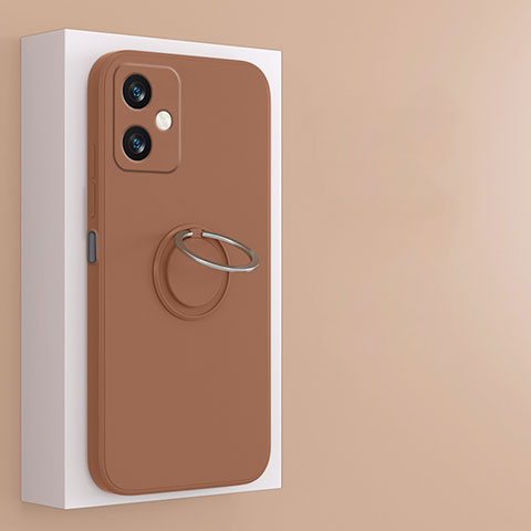 Funda Silicona Carcasa Ultrafina Goma con Magnetico Anillo de dedo Soporte S01 para Xiaomi Redmi Note 12R Pro 5G Marron