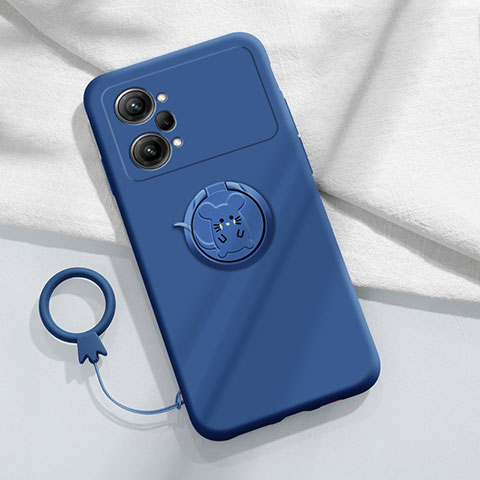 Funda Silicona Carcasa Ultrafina Goma con Magnetico Anillo de dedo Soporte S02 para Oppo K10 Pro 5G Azul