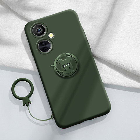 Funda Silicona Carcasa Ultrafina Goma con Magnetico Anillo de dedo Soporte S02 para Oppo K11x 5G Verde Noche