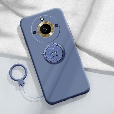 Funda Silicona Carcasa Ultrafina Goma con Magnetico Anillo de dedo Soporte S02 para Realme 11 Pro+ Plus 5G Gris Lavanda