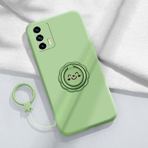 Funda Silicona Carcasa Ultrafina Goma con Magnetico Anillo de dedo Soporte S02 para Realme GT Master 5G Verde