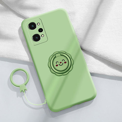 Funda Silicona Carcasa Ultrafina Goma con Magnetico Anillo de dedo Soporte S02 para Realme GT Neo 3T 5G Verde