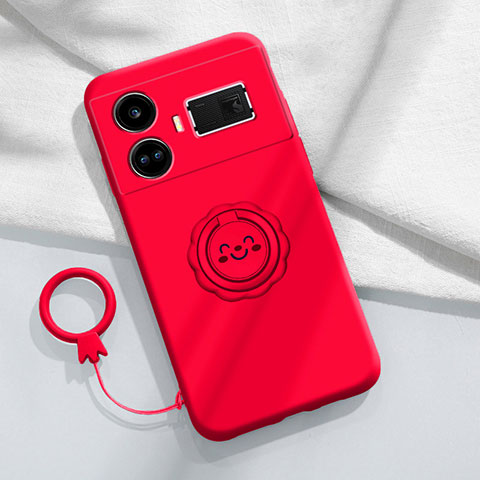 Funda Silicona Carcasa Ultrafina Goma con Magnetico Anillo de dedo Soporte S02 para Realme GT Neo5 240W 5G Rojo