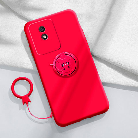 Funda Silicona Carcasa Ultrafina Goma con Magnetico Anillo de dedo Soporte S02 para Vivo Y11 (2023) Rojo