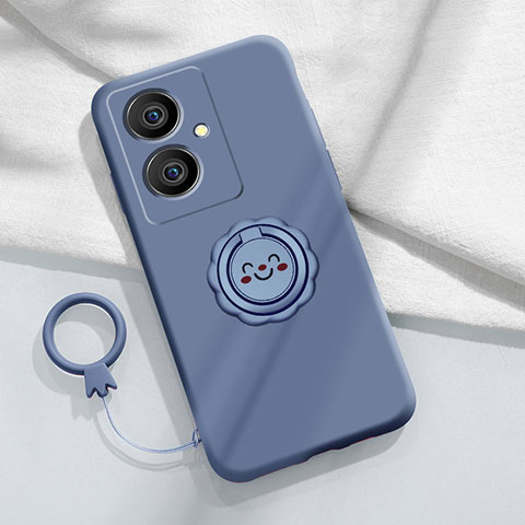 Funda Silicona Carcasa Ultrafina Goma con Magnetico Anillo de dedo Soporte S02 para Vivo Y78 Plus 5G Gris Lavanda