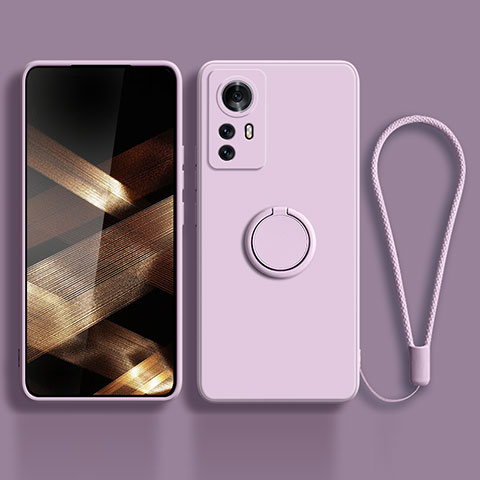 Funda Silicona Carcasa Ultrafina Goma con Magnetico Anillo de dedo Soporte S02 para Xiaomi Redmi Note 12S Purpura Claro