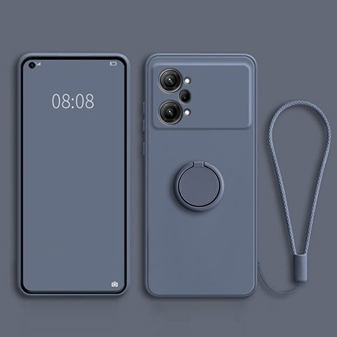 Funda Silicona Carcasa Ultrafina Goma con Magnetico Anillo de dedo Soporte S03 para Oppo K10 Pro 5G Gris Lavanda