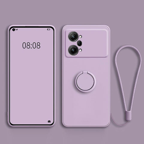 Funda Silicona Carcasa Ultrafina Goma con Magnetico Anillo de dedo Soporte S03 para Oppo K10 Pro 5G Purpura Claro