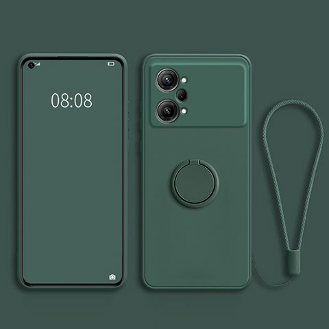 Funda Silicona Carcasa Ultrafina Goma con Magnetico Anillo de dedo Soporte S03 para Oppo K10 Pro 5G Verde Noche