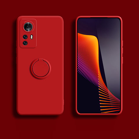 Funda Silicona Carcasa Ultrafina Goma con Magnetico Anillo de dedo Soporte S03 para Xiaomi Redmi Note 12S Rojo