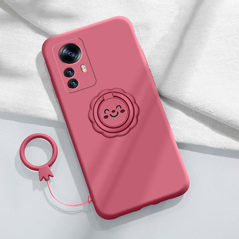 Funda Silicona Carcasa Ultrafina Goma con Magnetico Anillo de dedo Soporte S04 para Xiaomi Redmi Note 12S Rojo