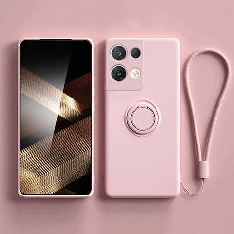 Funda Silicona Carcasa Ultrafina Goma con Magnetico Anillo de dedo Soporte S06 para Xiaomi Redmi Note 13 5G Rosa