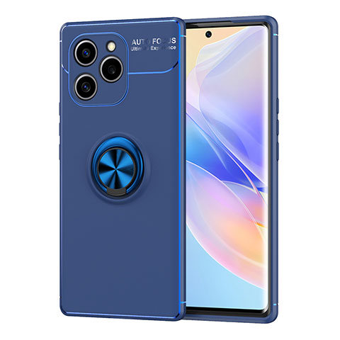 Funda Silicona Carcasa Ultrafina Goma con Magnetico Anillo de dedo Soporte SD1 para Huawei Honor 60 SE 5G Azul