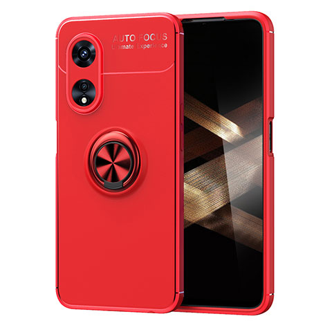 Funda Silicona Carcasa Ultrafina Goma con Magnetico Anillo de dedo Soporte SD1 para Huawei Honor X5 Plus Rojo