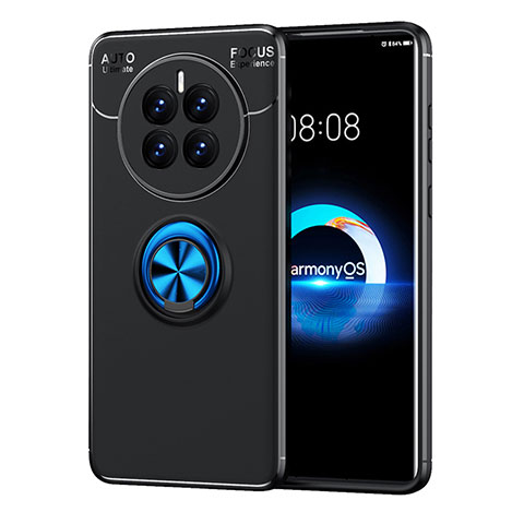 Funda Silicona Carcasa Ultrafina Goma con Magnetico Anillo de dedo Soporte SD1 para Huawei Mate 50 Azul y Negro