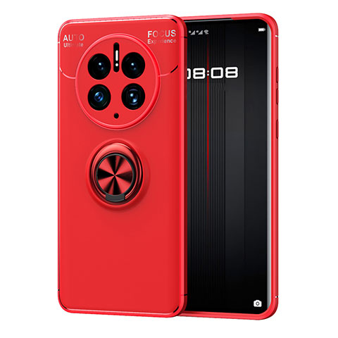 Funda Silicona Carcasa Ultrafina Goma con Magnetico Anillo de dedo Soporte SD1 para Huawei Mate 50 Pro Rojo