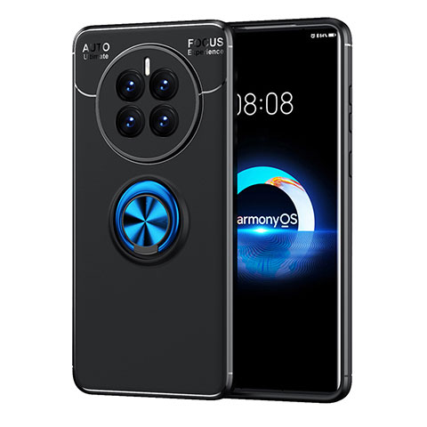 Funda Silicona Carcasa Ultrafina Goma con Magnetico Anillo de dedo Soporte SD1 para Huawei Mate 50E Azul y Negro