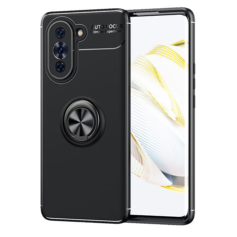 Funda Silicona Carcasa Ultrafina Goma con Magnetico Anillo de dedo Soporte SD1 para Huawei Nova 10 Pro Negro