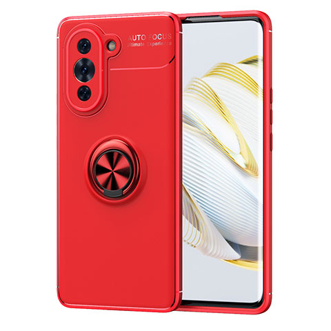 Funda Silicona Carcasa Ultrafina Goma con Magnetico Anillo de dedo Soporte SD1 para Huawei Nova 10 Pro Rojo