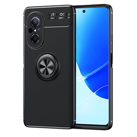 Funda Silicona Carcasa Ultrafina Goma con Magnetico Anillo de dedo Soporte SD1 para Huawei Nova 9 SE Negro