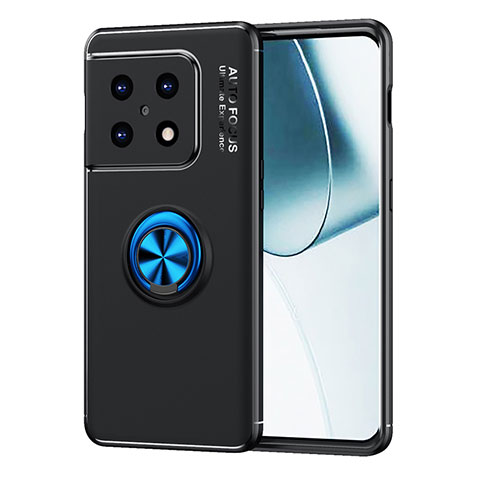 Funda Silicona Carcasa Ultrafina Goma con Magnetico Anillo de dedo Soporte SD1 para OnePlus 10 Pro 5G Azul y Negro