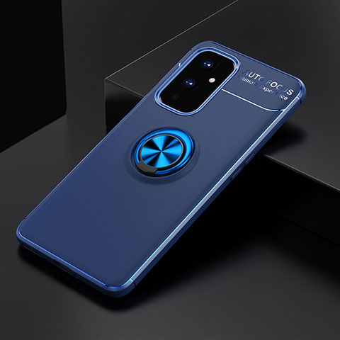 Funda Silicona Carcasa Ultrafina Goma con Magnetico Anillo de dedo Soporte SD1 para OnePlus 9 5G Azul