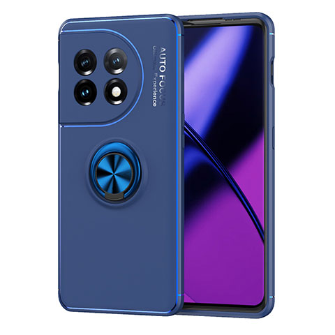 Funda Silicona Carcasa Ultrafina Goma con Magnetico Anillo de dedo Soporte SD1 para OnePlus Ace 2 Pro 5G Azul