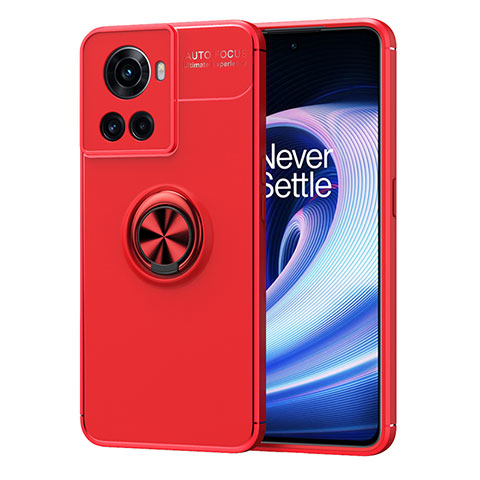 Funda Silicona Carcasa Ultrafina Goma con Magnetico Anillo de dedo Soporte SD1 para OnePlus Ace 5G Rojo