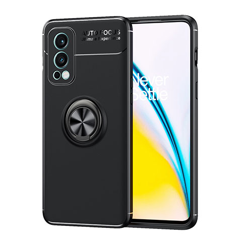 Funda Silicona Carcasa Ultrafina Goma con Magnetico Anillo de dedo Soporte SD1 para OnePlus Nord 2 5G Negro