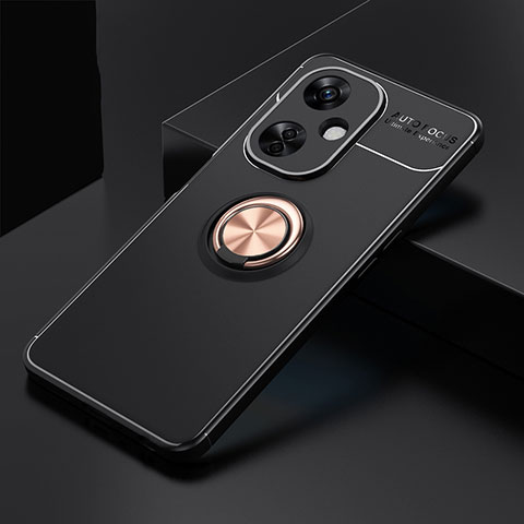 Funda Silicona Carcasa Ultrafina Goma con Magnetico Anillo de dedo Soporte SD1 para OnePlus Nord CE 3 5G Oro y Negro