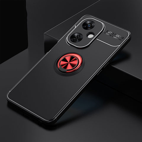 Funda Silicona Carcasa Ultrafina Goma con Magnetico Anillo de dedo Soporte SD1 para OnePlus Nord CE 3 Lite 5G Rojo y Negro