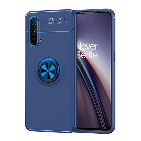 Funda Silicona Carcasa Ultrafina Goma con Magnetico Anillo de dedo Soporte SD1 para OnePlus Nord CE 5G Azul