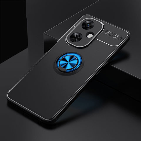 Funda Silicona Carcasa Ultrafina Goma con Magnetico Anillo de dedo Soporte SD1 para OnePlus Nord N30 5G Azul y Negro