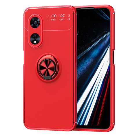 Funda Silicona Carcasa Ultrafina Goma con Magnetico Anillo de dedo Soporte SD1 para Oppo A38 Rojo