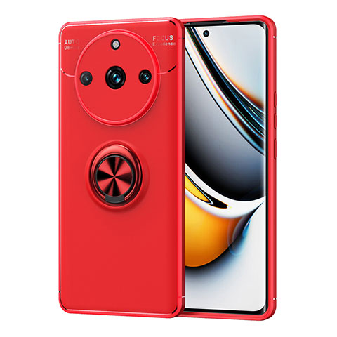 Funda Silicona Carcasa Ultrafina Goma con Magnetico Anillo de dedo Soporte SD1 para Realme 11 Pro 5G Rojo