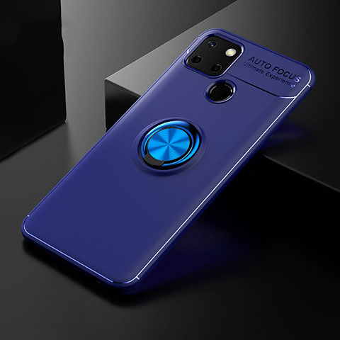 Funda Silicona Carcasa Ultrafina Goma con Magnetico Anillo de dedo Soporte SD1 para Realme 7i RMX2193 Azul