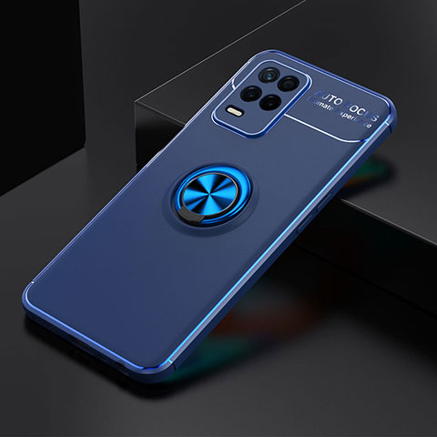 Funda Silicona Carcasa Ultrafina Goma con Magnetico Anillo de dedo Soporte SD1 para Realme 8s 5G Azul