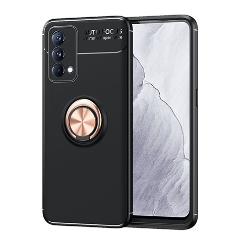 Funda Silicona Carcasa Ultrafina Goma con Magnetico Anillo de dedo Soporte SD1 para Realme GT Master 5G Oro y Negro