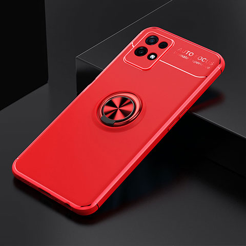 Funda Silicona Carcasa Ultrafina Goma con Magnetico Anillo de dedo Soporte SD1 para Realme Narzo 50 4G Rojo