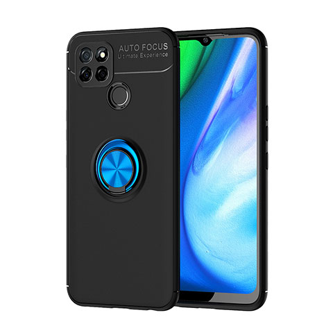 Funda Silicona Carcasa Ultrafina Goma con Magnetico Anillo de dedo Soporte SD1 para Realme Q2i 5G Azul y Negro