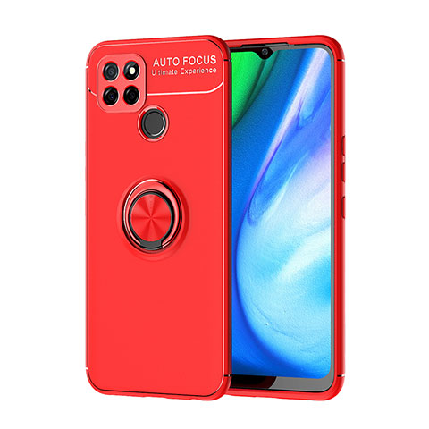 Funda Silicona Carcasa Ultrafina Goma con Magnetico Anillo de dedo Soporte SD1 para Realme Q2i 5G Rojo