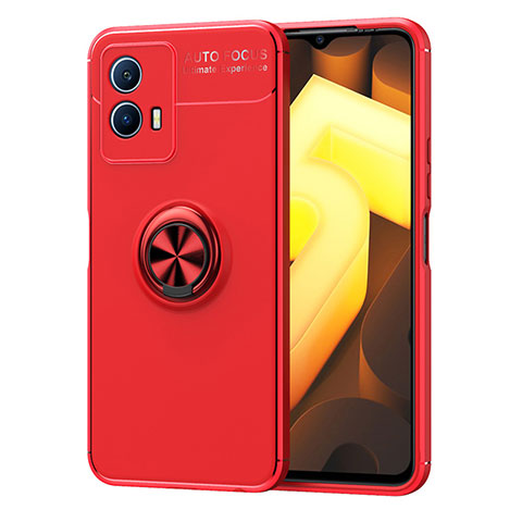 Funda Silicona Carcasa Ultrafina Goma con Magnetico Anillo de dedo Soporte SD1 para Vivo iQOO U5 5G Rojo