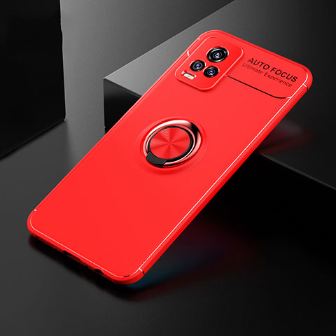 Funda Silicona Carcasa Ultrafina Goma con Magnetico Anillo de dedo Soporte SD1 para Vivo V20 (2021) Rojo