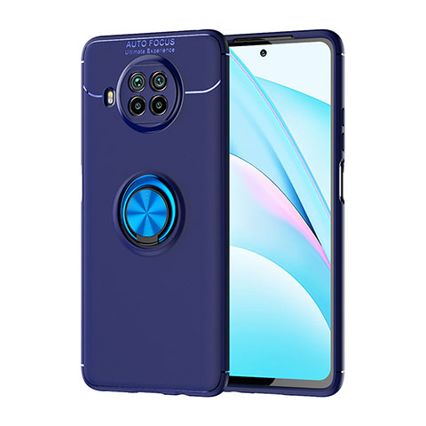 Funda Silicona Carcasa Ultrafina Goma con Magnetico Anillo de dedo Soporte SD1 para Xiaomi Mi 10i 5G Azul