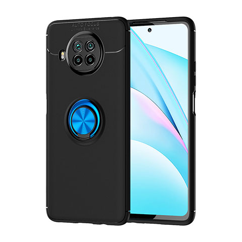 Funda Silicona Carcasa Ultrafina Goma con Magnetico Anillo de dedo Soporte SD1 para Xiaomi Mi 10i 5G Azul y Negro