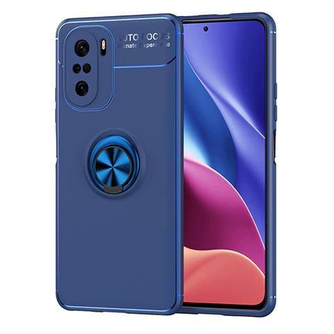 Funda Silicona Carcasa Ultrafina Goma con Magnetico Anillo de dedo Soporte SD1 para Xiaomi Mi 11i 5G Azul