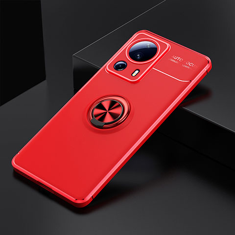 Funda Silicona Carcasa Ultrafina Goma con Magnetico Anillo de dedo Soporte SD1 para Xiaomi Mi 12 Lite NE 5G Rojo
